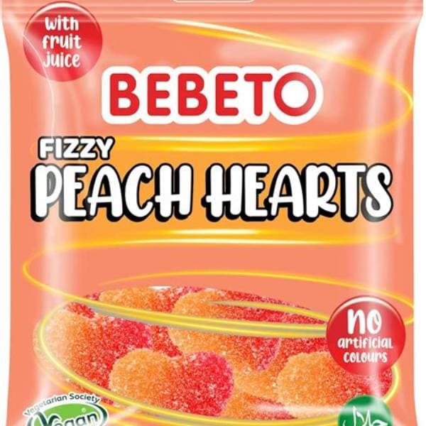 Bebeto Fizzy Peach Hearts 150g