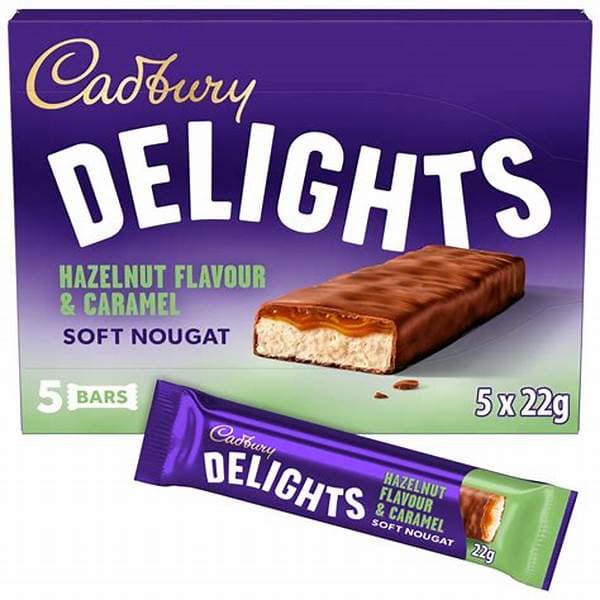 Cadbury Delights Nougat Hazelnut & Caramel 5 Pack 110g