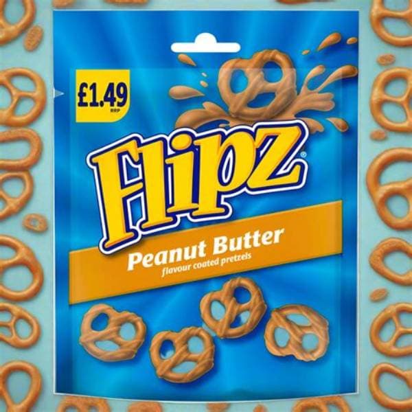 Flipz Peanut Butter Flavour Coated Pretzel Snacks PM 1.49 80g