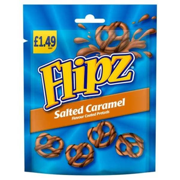 Flipz Salted Caramel Flavour Coated Pretzel Snacks PM 1.49 80g