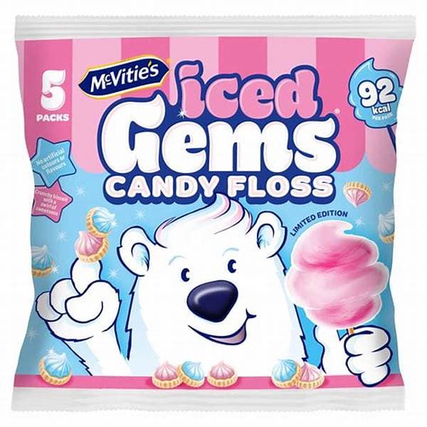 McVities Iced Gems Candy Floss 5Pk 5x23g