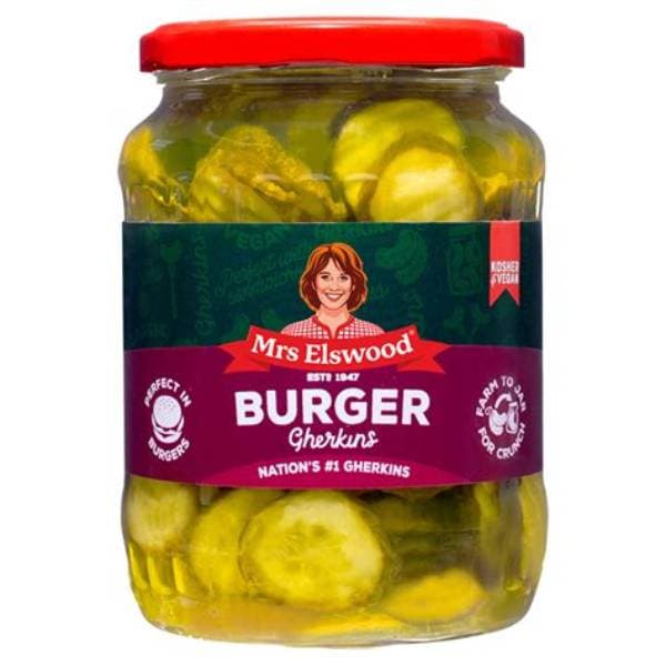 Mrs Elswood Burger Gherkins 330G