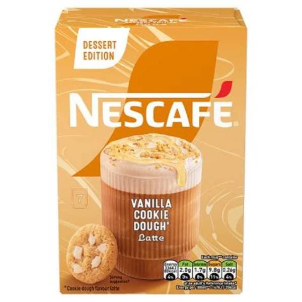 Nescafe 7 Sachets Latte Vanilla Cookie Dough New 136.5G