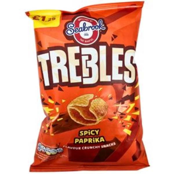 Seabrook Trebles Spicy Paprika Flavour Crunchy Snacks PM 1.25 60g