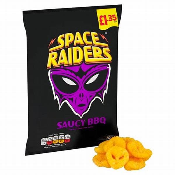 Space Raiders Saucy Bbq Crisps PM 1.35 70g
