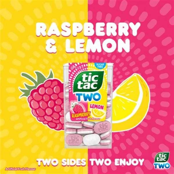Tic Tac Two Raspberry And Lemon Sugar Free 38.5G