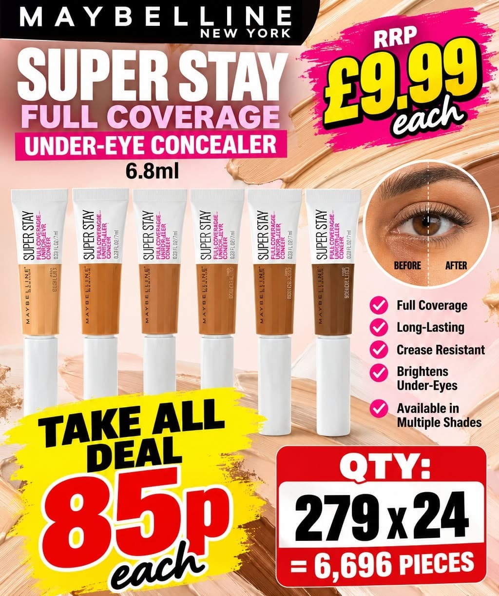 6,696 pieces Maybelline Super Stay Full Coverage Under-Eye Concealer 6.8ml