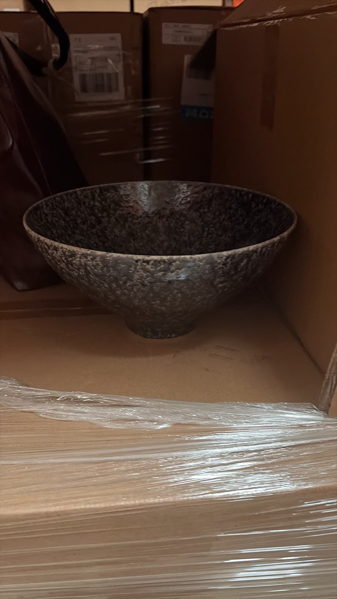 M&S Dark speckled ceramic footed bowl (large)