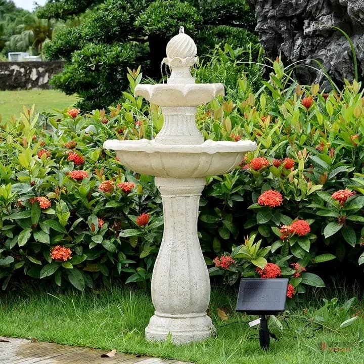 Outdoor Water Fountain - Modern Solar-Powered Resin Design