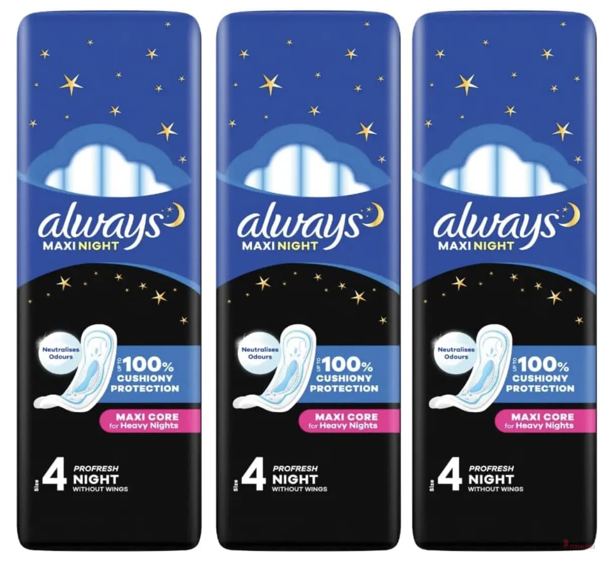 500 packs Always Maxi Night Profresh | Ultra Absorbent with Odor Protection for Night Use – 3 Pack