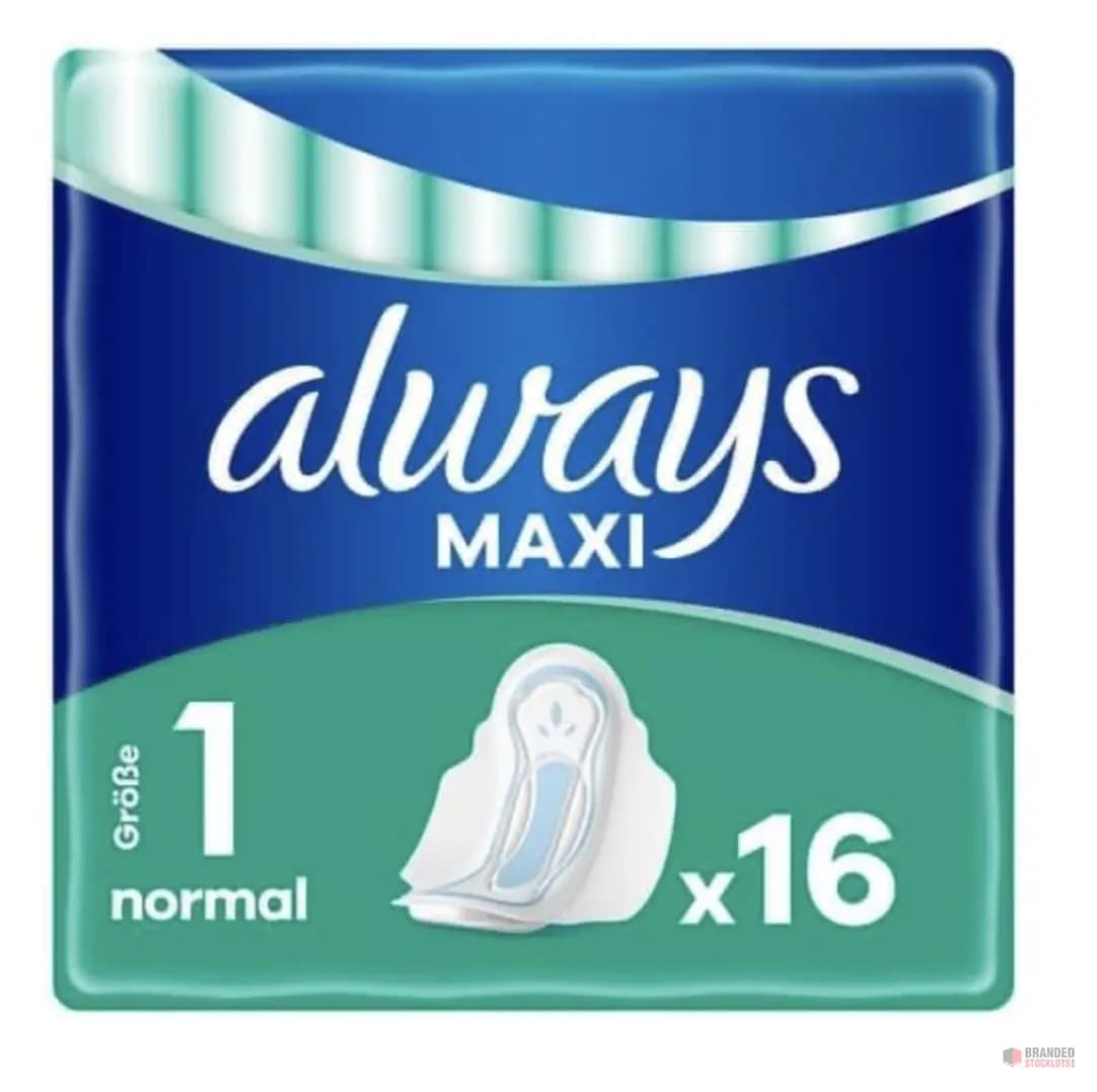 1232 packs Always Maxi Normal Pads with Wings (Size 1) Pack of 16 Up to 100% Protection