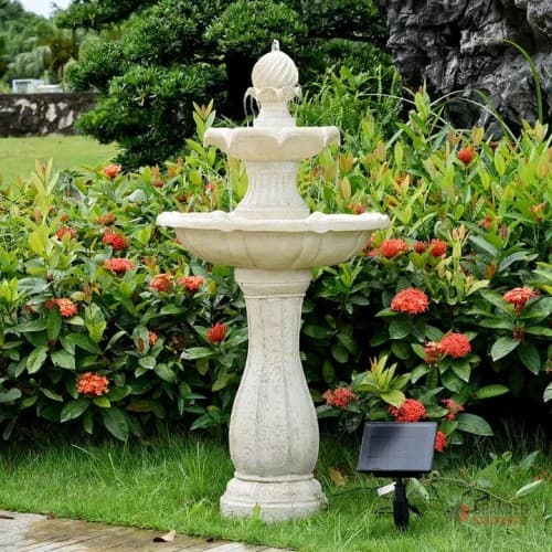 Outdoor Water Fountain - Modern Solar-Powered Resin Design