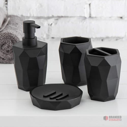 Premium Hotel Bathroom Accessories Set – Elegant Black Marble Stone Design