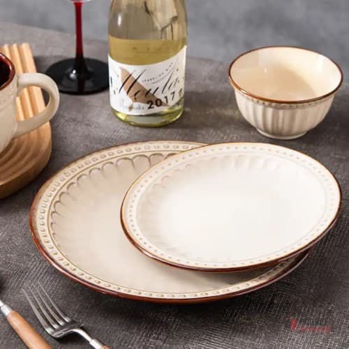 Elegant European Fine Ceramic 8-Piece Dinnerware Set - Bulk Supply