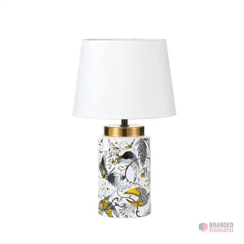 Elegant Avian" Classic Bird Pattern Ceramic Table Lamp