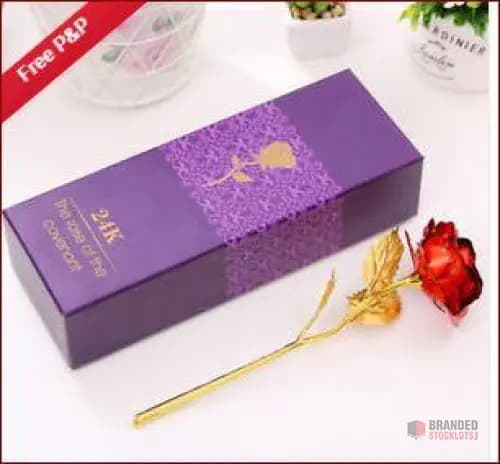 Red Gold Roses with Box and Bag
