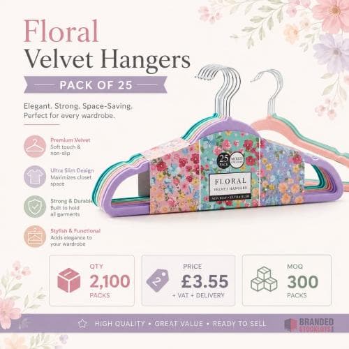 Floral Velvet Hangers Pack of 25