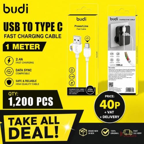 Budi USB to Type C Fast Charging Cable 1 Meter