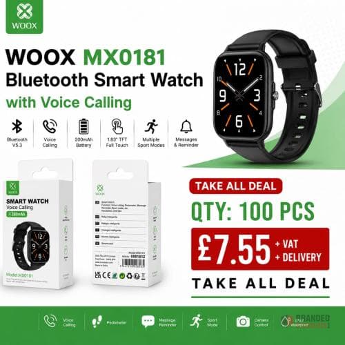 100 pieces Woox MX0181 Bluetooth Smart Watch with Voice Calling