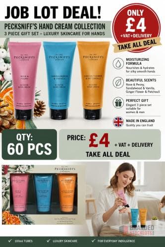 60 SETS Pecksniff’s Hand Cream Collection – 3 Piece Gift Set,