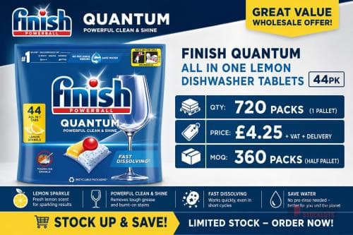 720 PACKS Finish Quantum All in One Lemon Dishwasher Tablets 44pk