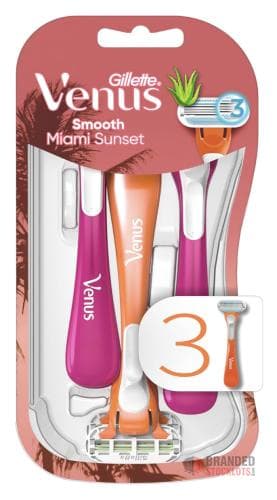 500 pieces Gillette Venus Miami Sunset Smooth Sensitive Disposable Women's Razor With Aloe x3
