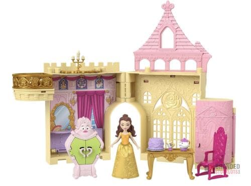 Mattel274 pieces Disney Princess Toys, Storytime Stackers Belle's Castle, Stackable Doll House with Small Doll & 9 Pieces