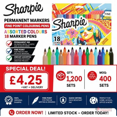 Sharpie Permanent Markers | Fine Point Colouring Pens | Assorted Colours | 18 Marker Pens