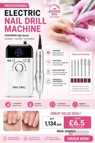 1134 pieces Professional Electric Nail Drill Machine 45000RPM Nail Drills with Low Noise