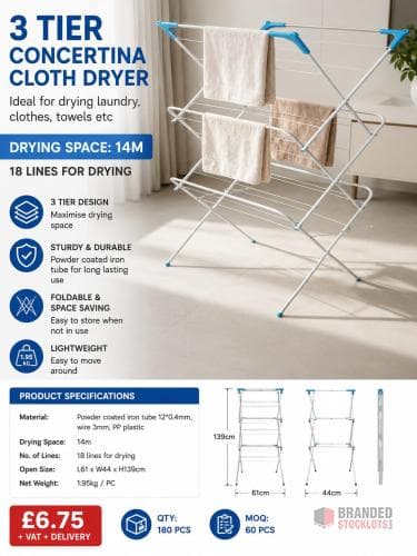 180 PIECES 3 Tier Concertina Cloth Dryer