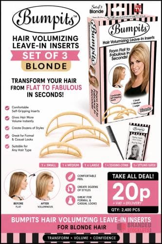 2400 PIECES BUMPITS HAIR VOLUMIZING LEAVE-IN INSERTS SET OF 3 BLONDE