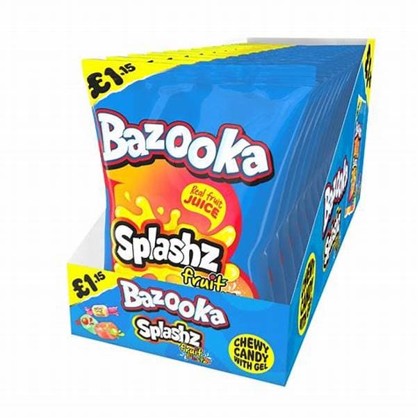 Bazooka Splashz Fruit Fiesta Bag PM 1.15 120g 12pk