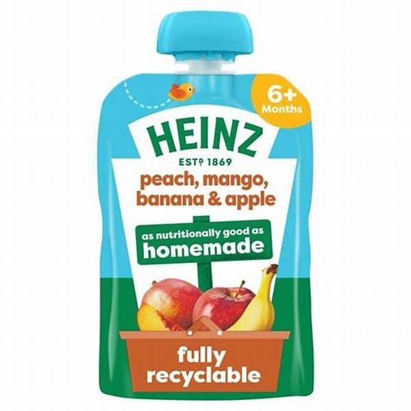 Heinz Baby Food Pouch 6M+ Peach Mango Banana & 100g