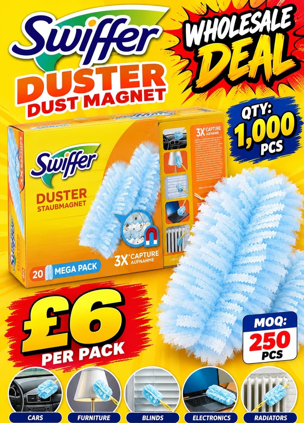 1,000 packs Swiffer Duster Dust Magnet, pack of 20
