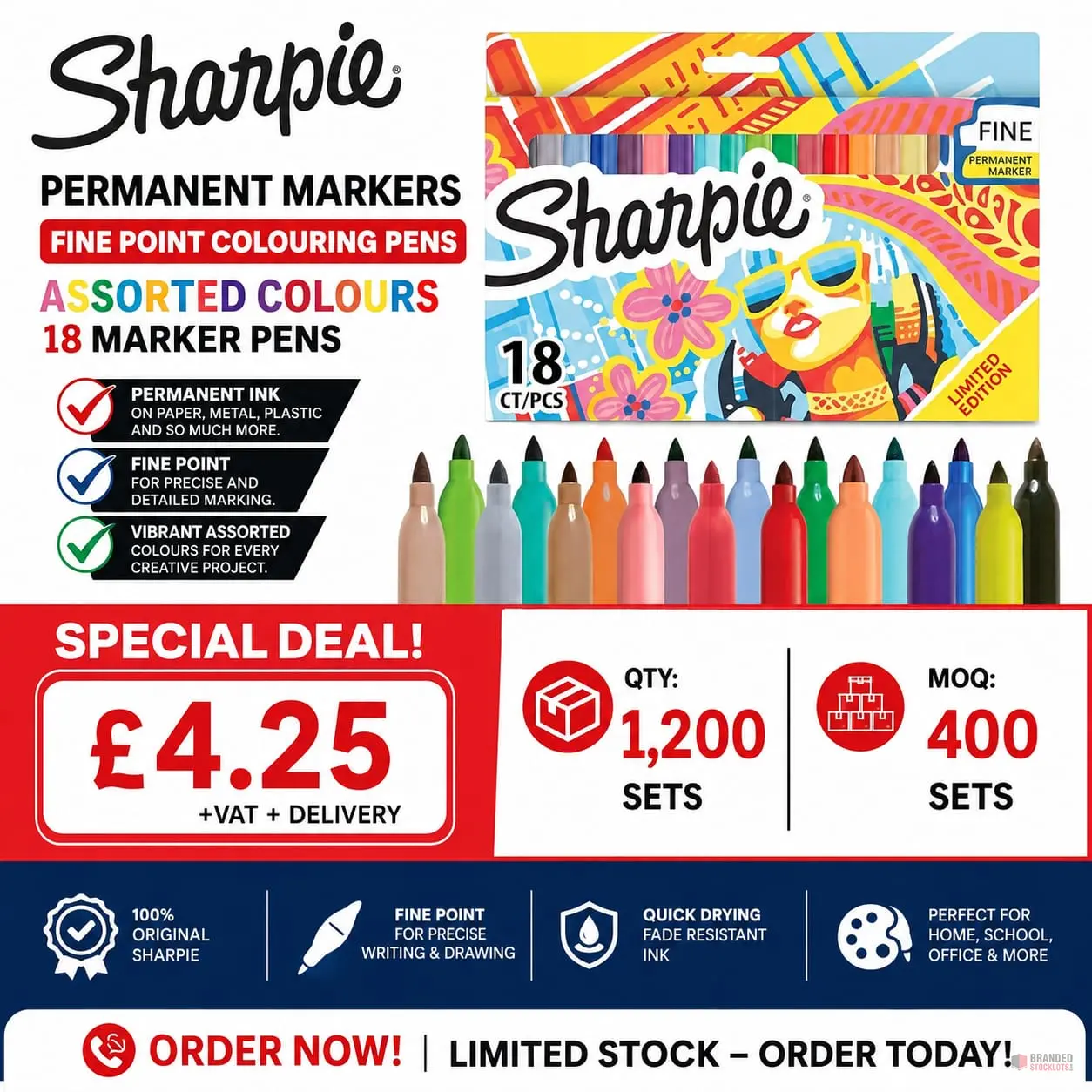 1200 SETS Sharpie Permanent Markers | Fine Point Colouring Pens - Premier B2B Stocklot Marketplace 1200 SETS Sharpie Permanent Markers | Fine Point Colouring Pens - Premier B2B Stocklot Marketplace