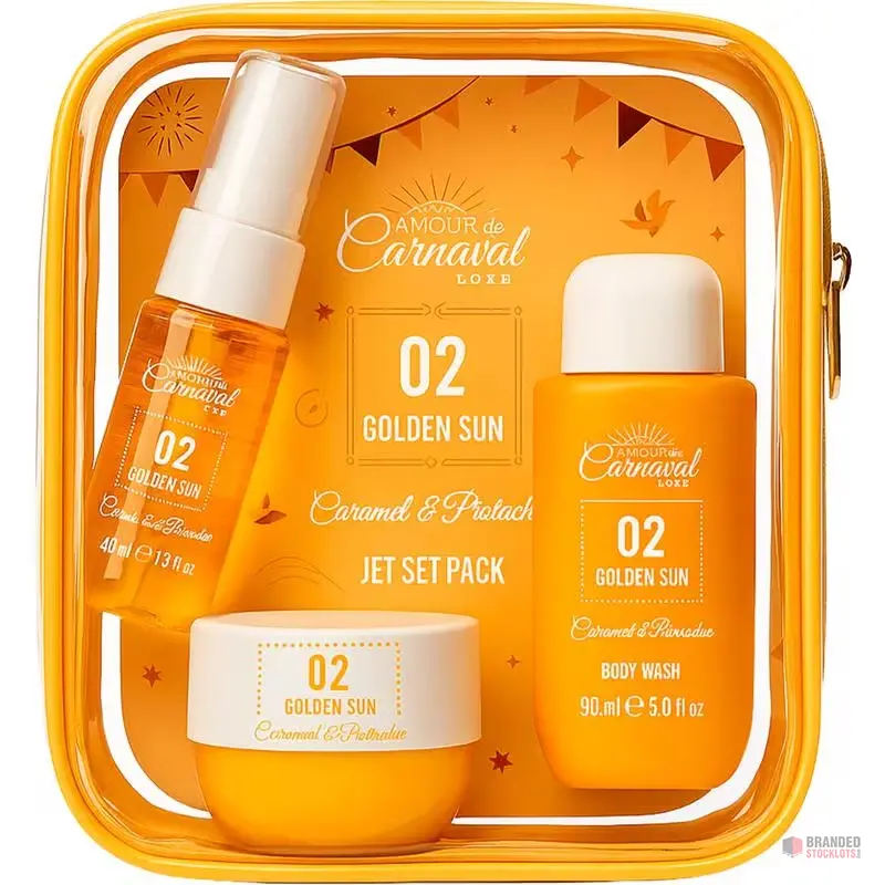 96 pieces Amour de Carnaval Jet Set Travelbag - Golden Sun giftset - Premier B2B Stocklot Marketplace 96 pieces Amour de Carnaval Jet Set Travelbag - Golden Sun giftset - Premier B2B Stocklot Marketplace