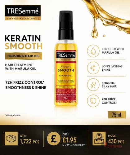 1722 pieces TRESemme Keratin Smooth Finishing Hair Oil hair - Premier B2B Stocklot Marketplace