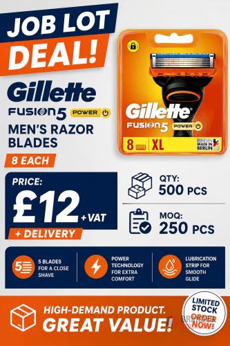 500 packs ORIGINAL Gillette Fusion Power Men's Razor Blades, 8 each - Premier B2B Stocklot Marketplace