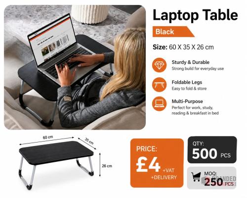 500 PIECES Laptop Table Black Size: 60 X 35 X 26 cm - Premier B2B Stocklot Marketplace
