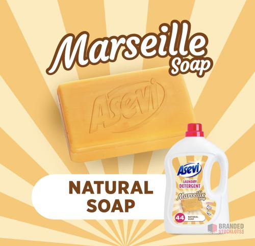 150 pieces Asevi Laundry Detergent, Washing Liquid Detergent, Laundry Cleanser, 2376 ml, 44 Washes, Marseille Soap - thumbnail image - Premier B2B Stocklot Marketplace