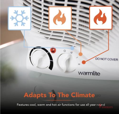 50 pieces Warmlite Thermo Fan Heater with 2 Heat Settings and Overheat Protection - thumbnail image - Premier B2B Stocklot Marketplace