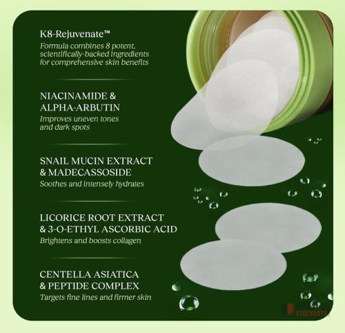 200 pieces Jiyu Toning Polish Pads - Korean Skincare for Dark Spots, Wrinkles & Dull Skin - thumbnail image - Premier B2B Stocklot Marketplace