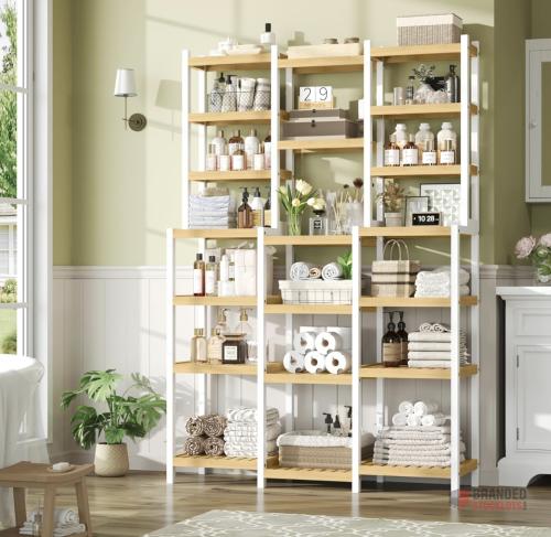 84 pieces FOREHILL Bamboo Storage Shelf, 7-tier Free Standing Shelving Unit - Premier B2B Stocklot Marketplace