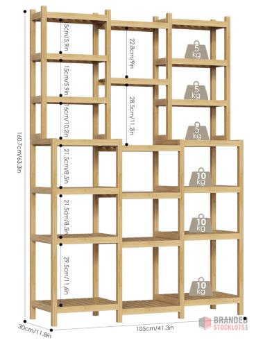 160 pieces FOREHILL Bamboo Storage Shelf, 7-tier Free Standing Shelving Unit, - thumbnail image - Premier B2B Stocklot Marketplace