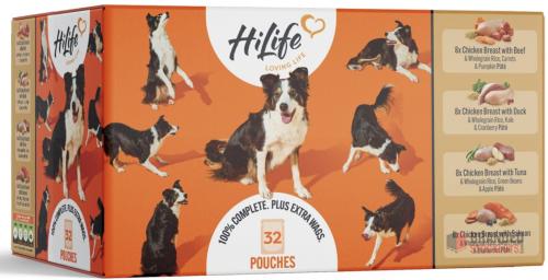 2100 pieces HiLife Adult Wet Dog Food, Mixed Chicken Recipes, Complete Dog Food Pouches, 100% Natural ingredients - Premier B2B Stocklot Marketplace