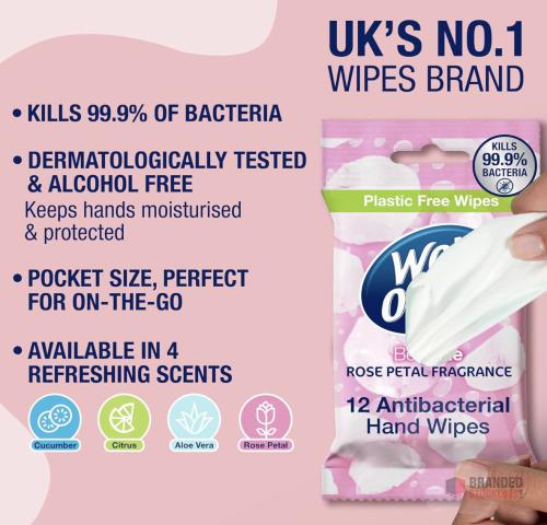 321 packs WET ONES - Be Cute, Plastic Free Anti-bacterial Bio-degradable Hand Wipes, 144 Total - thumbnail image - Premier B2B Stocklot Marketplace