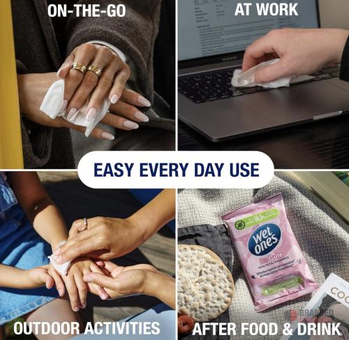 321 packs WET ONES - Be Cute, Plastic Free Anti-bacterial Bio-degradable Hand Wipes, 144 Total - thumbnail image - Premier B2B Stocklot Marketplace