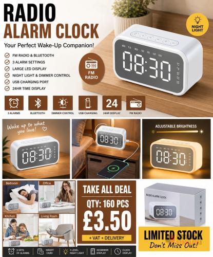 160 pieces Gukasxi Radio Alarm Clock, Audio Alarm Clock with Radio - Premier B2B Stocklot Marketplace