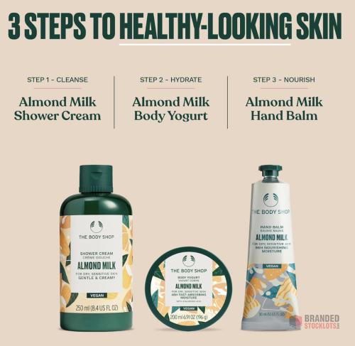 301 pieces The Body Shop Almond Milk Body Yogurt (1x 200ml), Fast-Absorbing Body Moisturiser - thumbnail image - Premier B2B Stocklot Marketplace