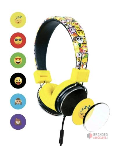3260 pieces Emoji MoMoji Kids Wired Foldable Headphones Kid Safe Changeable Cute Characters - Premier B2B Stocklot Marketplace